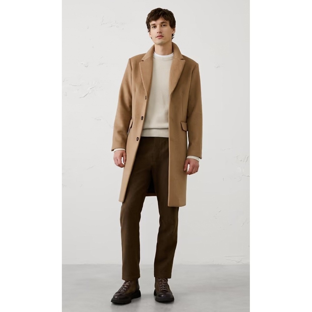 Banana Republic Overcoat Mens Large Camel 100% Wool